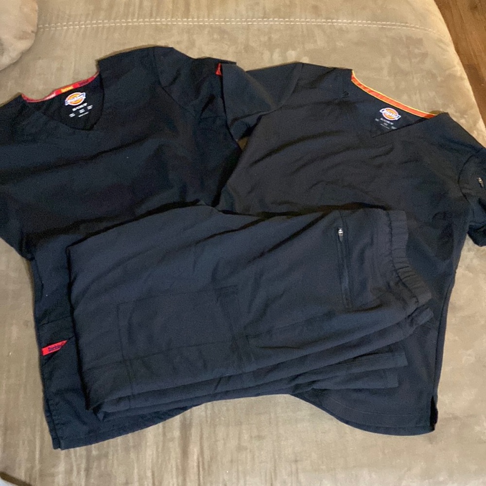 Dickies Scrubs lot 2 size small tops 1 medium pants black